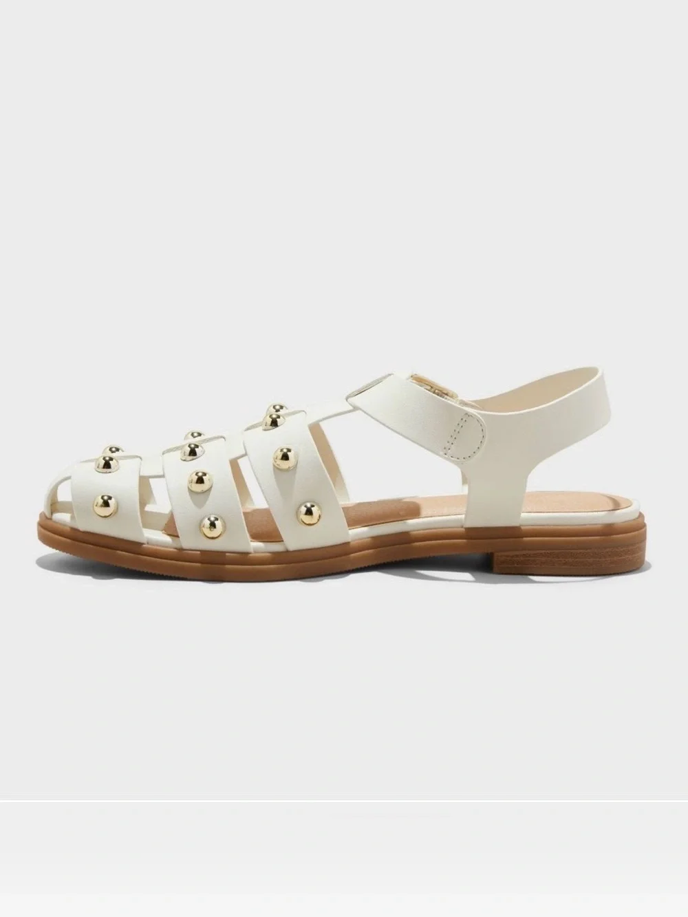 Universal Thread White Gladiator Sandal with Gold Studs